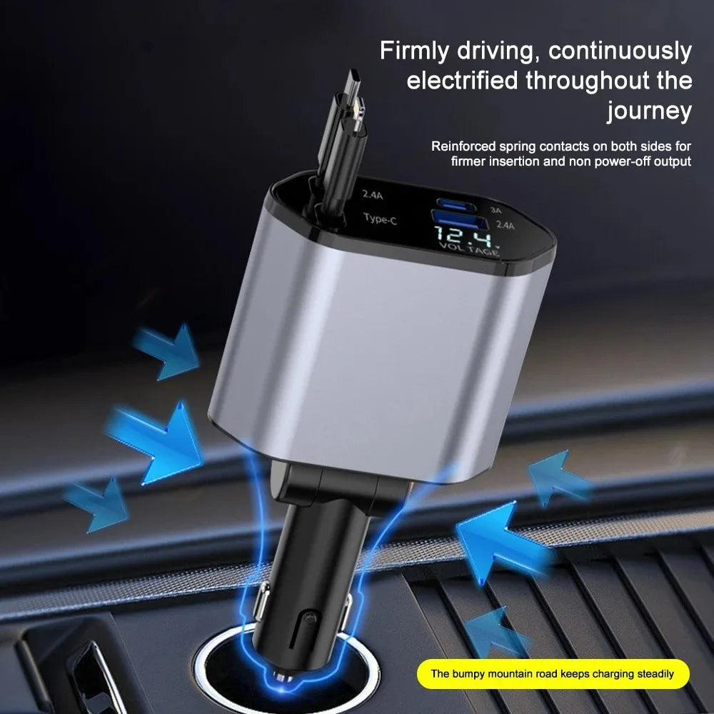 Foldable Car Charger with USB-C and USB-A – 120W Fast Charging | Bowlift