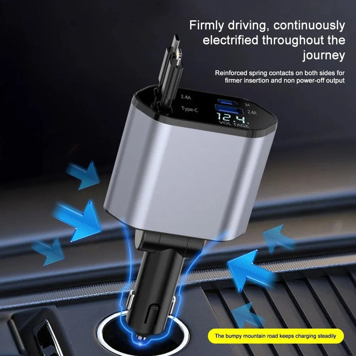 Foldable Car Charger with USB-C and USB-A – 120W Fast Charging | Bowlift