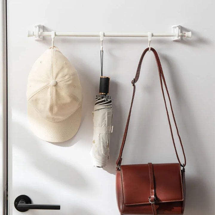 Compact swivel hanging shelf with 8 hooks | Bowlift