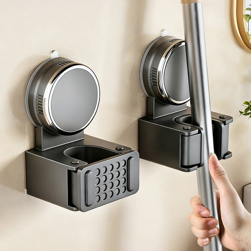 Suction cup holder for brooms and cloths, ABS
