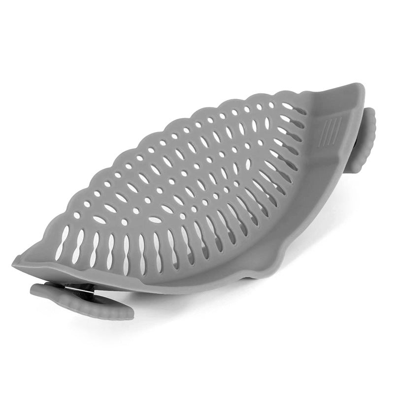 Silicone sieve for clamping onto pot edge