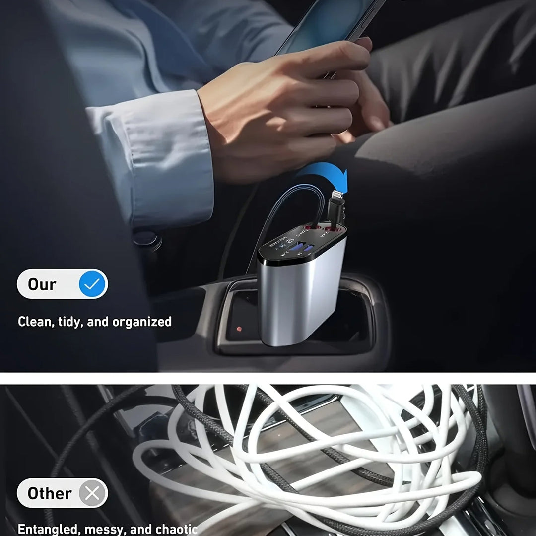 Foldable Car Charger with USB-C and USB-A – 120W Fast Charging | Bowlift