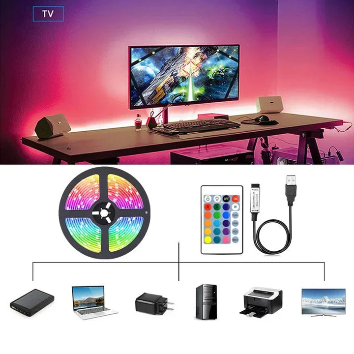 BowLift | RGB LED Strip with USB Connection - Color Changing Light for Ambient and TV Backlighting