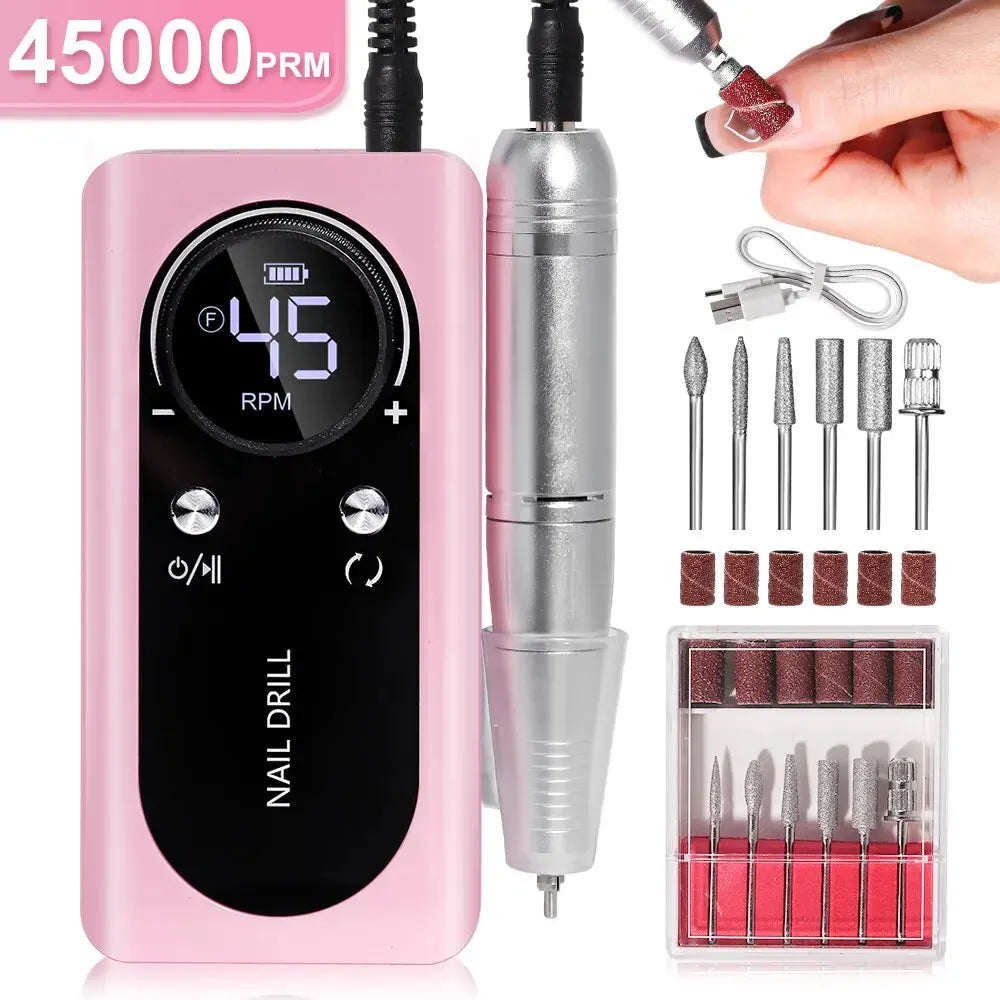 BowLift | High Performance 45000RPM Portable Electric Nail File With Battery | Quiet Design for Professional Manicure