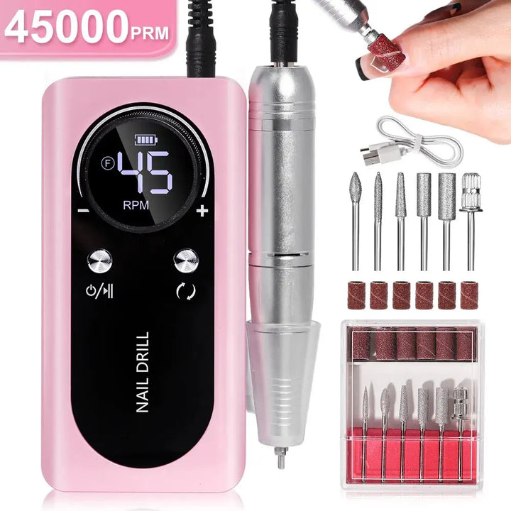 BowLift | High Performance 45000RPM Portable Electric Nail File With Battery | Quiet Design for Professional Manicure
