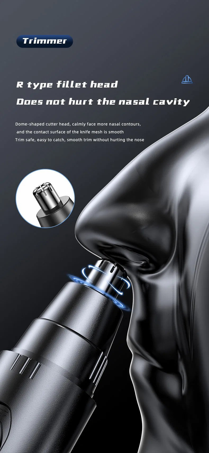 BowLift | Rechargeable Nose & Ear Hair Trimmer for Men and Women – Pain-Free Precision Grooming Tool