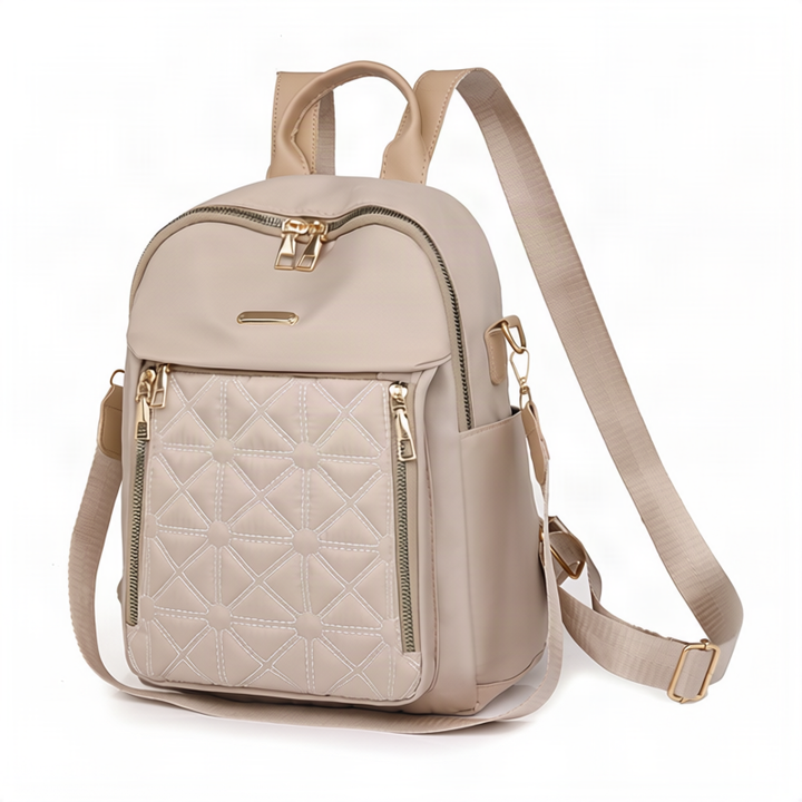 Backpack with diamond quilting, water-repellent