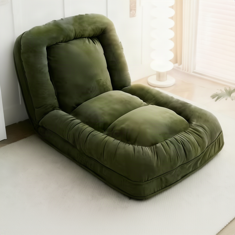 Cord fabric folding sofa, single seat
