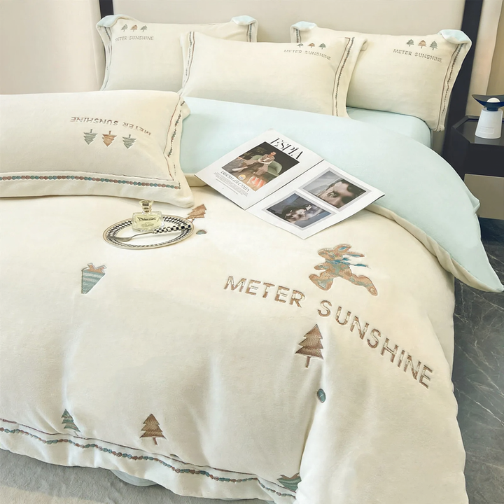 Winter bedding set made of milk fiber, 4-piece