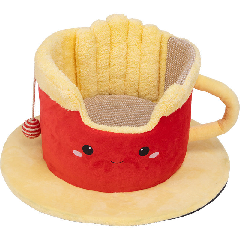 Cat bed with scratching option and play function