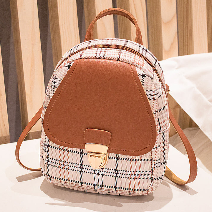 PU backpack with grid pattern, waterproof