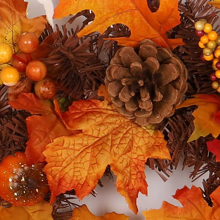 BowLift | Autumn garland with maple leaves — decoration with pine cones, pumpkins, and berries (180 cm)
