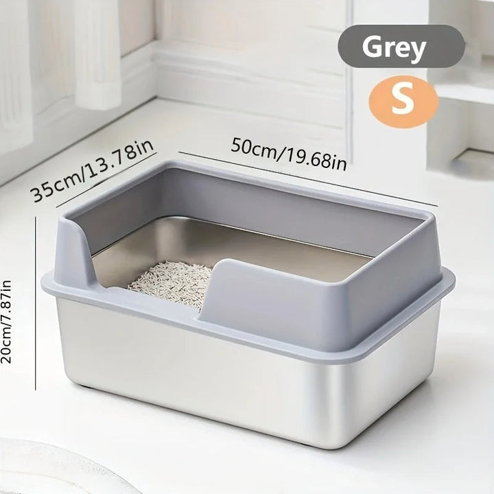 BowLift | Stainless Steel Cat Litter Box | Non-Stick, High Wall Enclosure