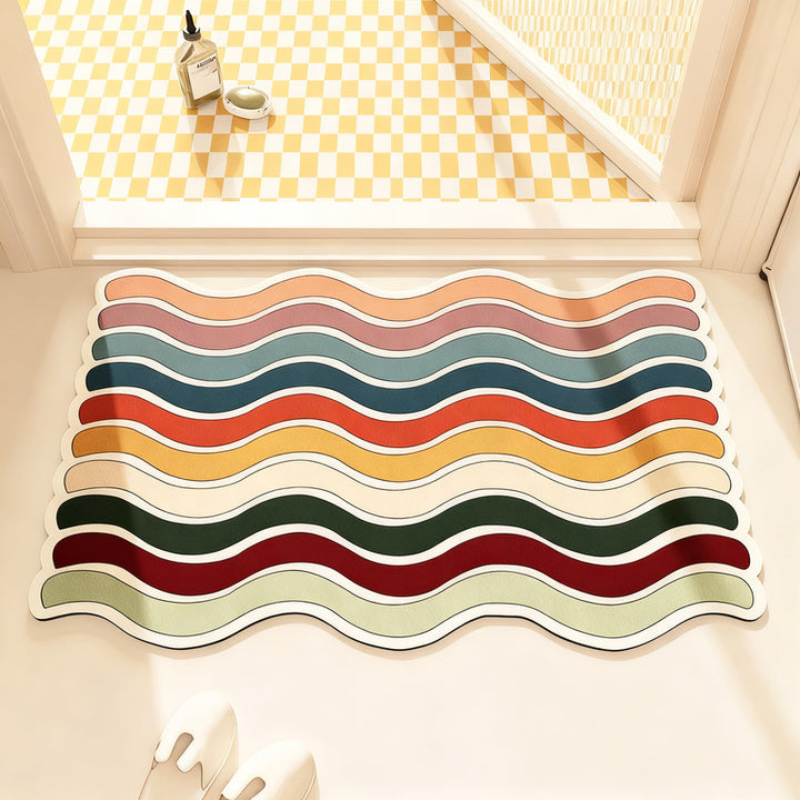 Rainbow bathroom mat, absorbent