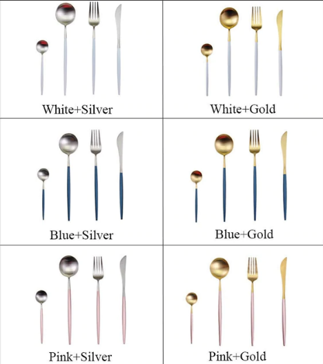 BowLift | LUXURIOUS STAINLESS STEEL 24-PIECE GOLD-SILVER CUTLERY SET