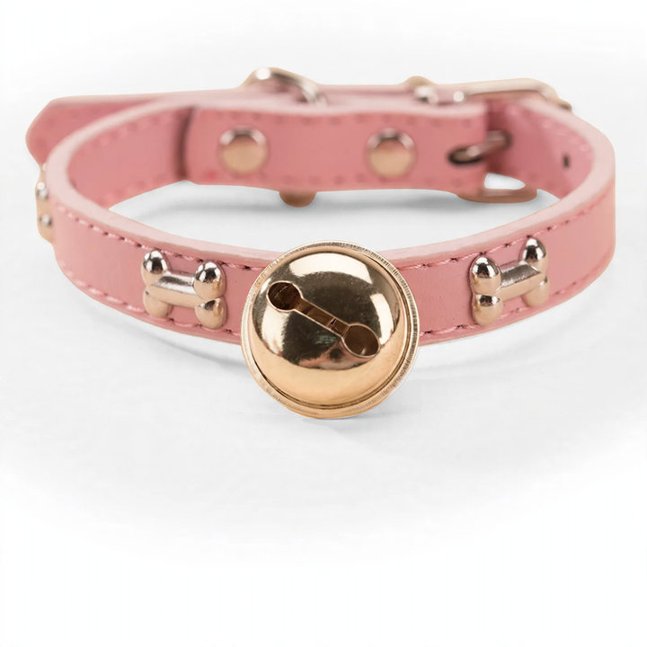 PU-Collar with paw, bone, and bell design