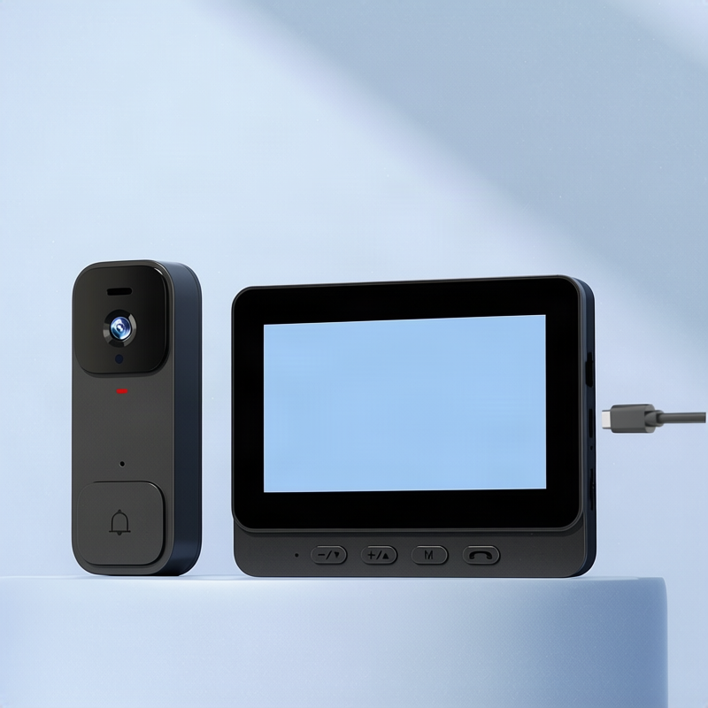 Wireless doorbell with monitor and camera