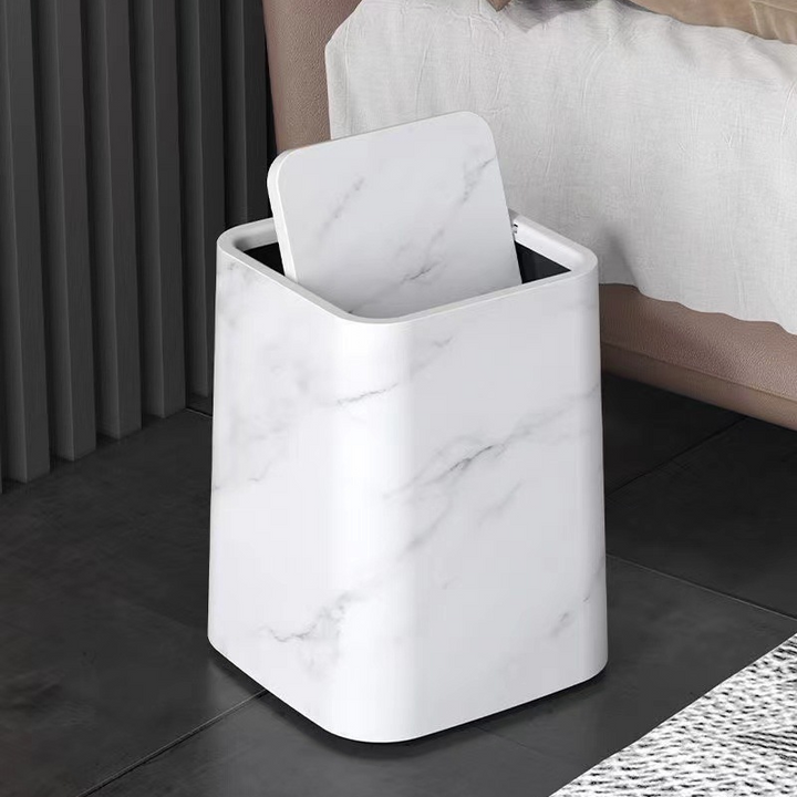 Marble Trash Can | Elegant Swivel Lid | Bowlift