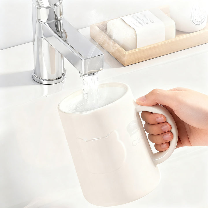 Plastic toothbrush cup with handle, non-slip