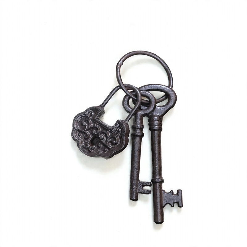 Iron wall hooks with key motifs