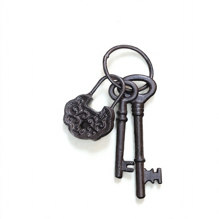 Iron wall hooks with key motifs