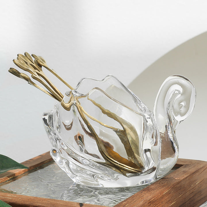 Schwan glass jar, transparent, jewelry and cosmetics