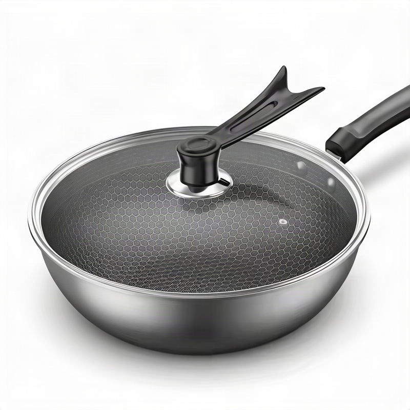 Stainless Steel Frying Pan with Glass Lid