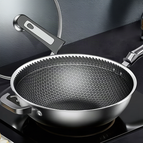 Stainless Steel Frying Pan with Glass Lid