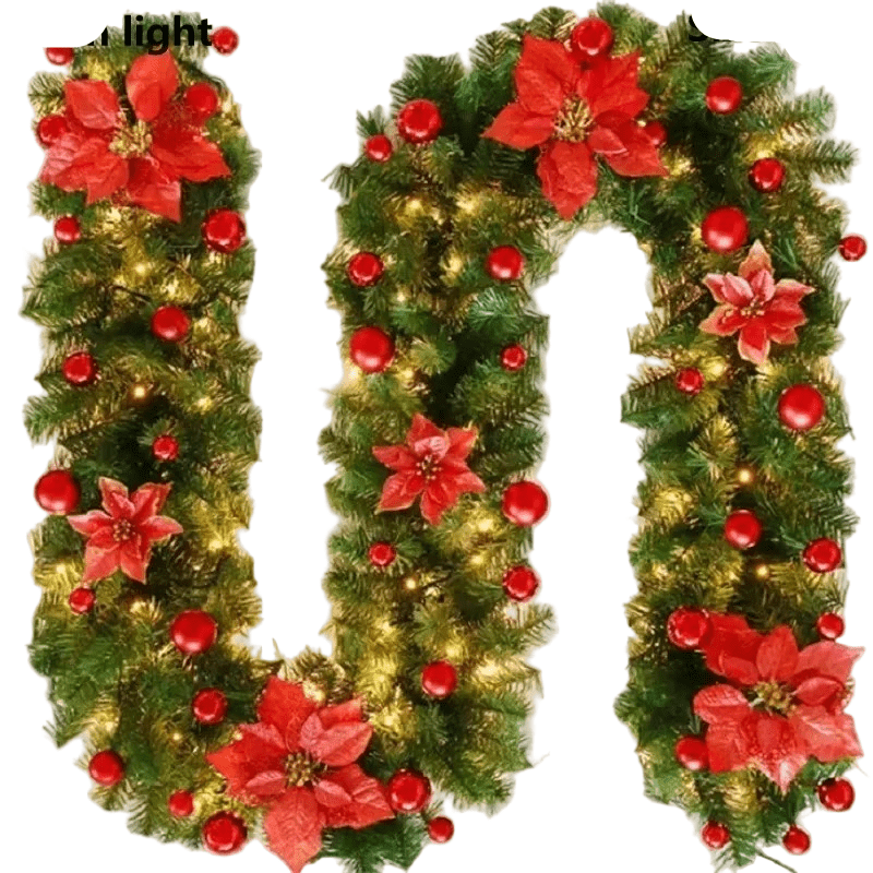 BowLift | LumiRotan Christmas Garland – Illuminated Rattan Garland with Warm LEDs for Festive Decoration