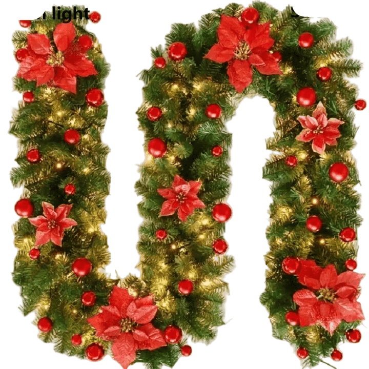 BowLift | LumiRotan Christmas Garland – Illuminated Rattan Garland with Warm LEDs for Festive Decoration