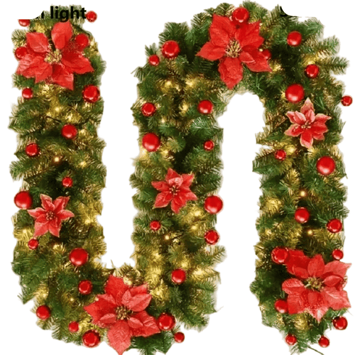 BowLift | LumiRotan Christmas Garland – Illuminated Rattan Garland with Warm LEDs for Festive Decoration