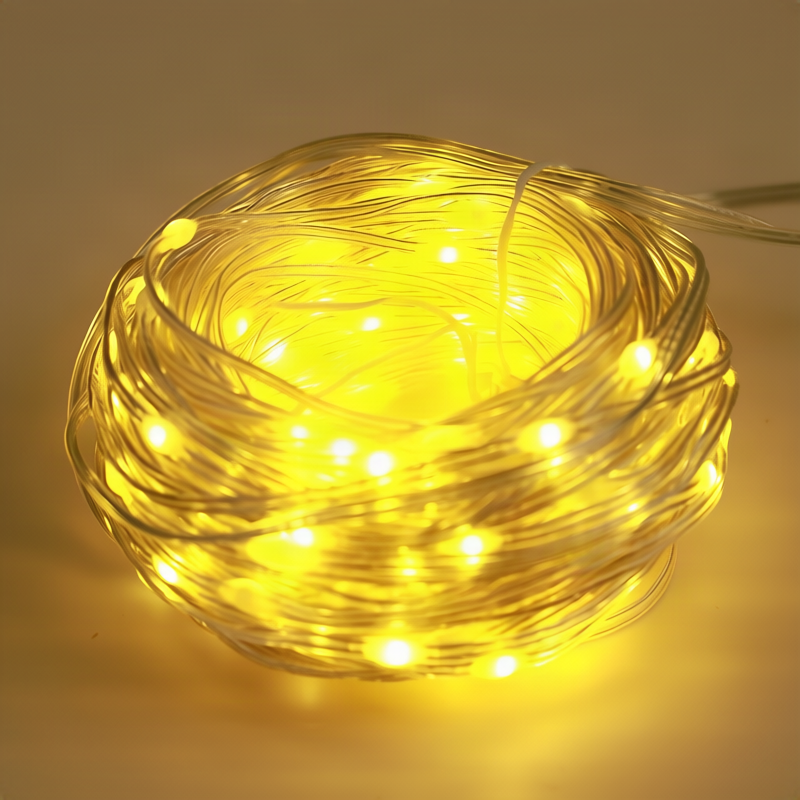 LED string lights, 10 m, 100 lights, USB/battery