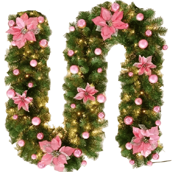 BowLift | FestiveRattan – Illuminated Rattan Garland for Staircase and Fireplace