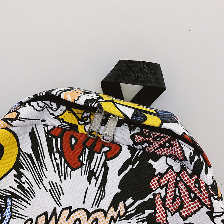 Canvas backpack with lettering design, under 20 L