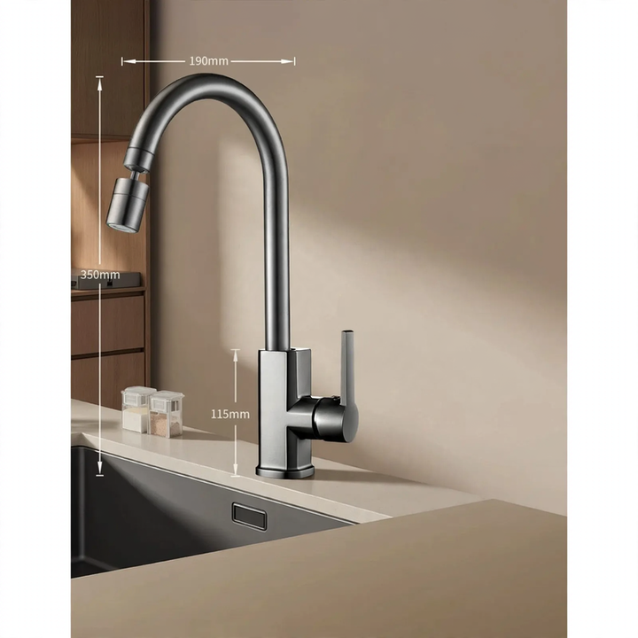 Kitchen faucet with splash guard, swivel, model S-10804