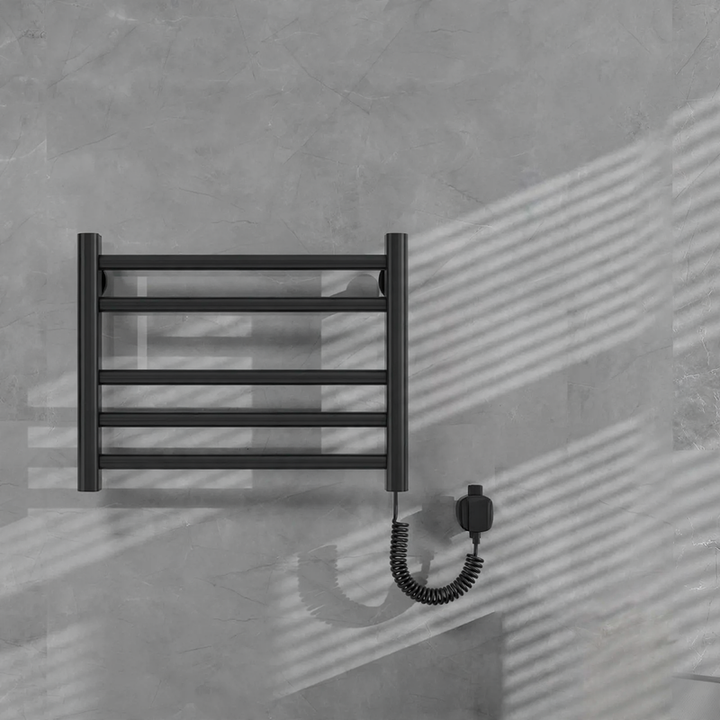 Towel radiator with towel holder, steel construction