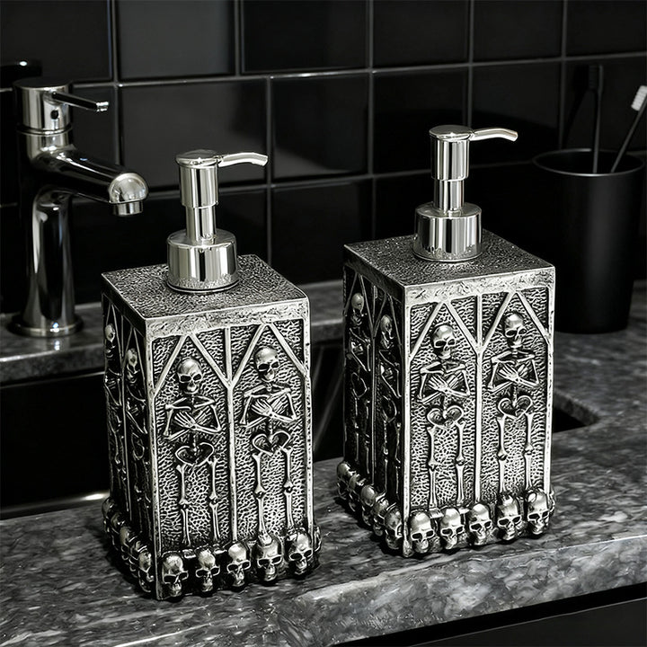 Skull soap dispenser with pump closure