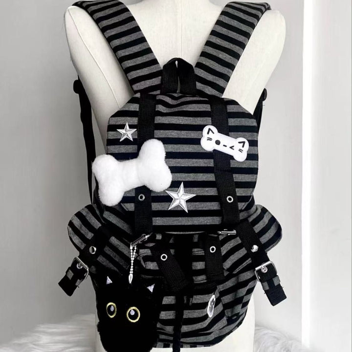 Cotton backpack with striped pattern