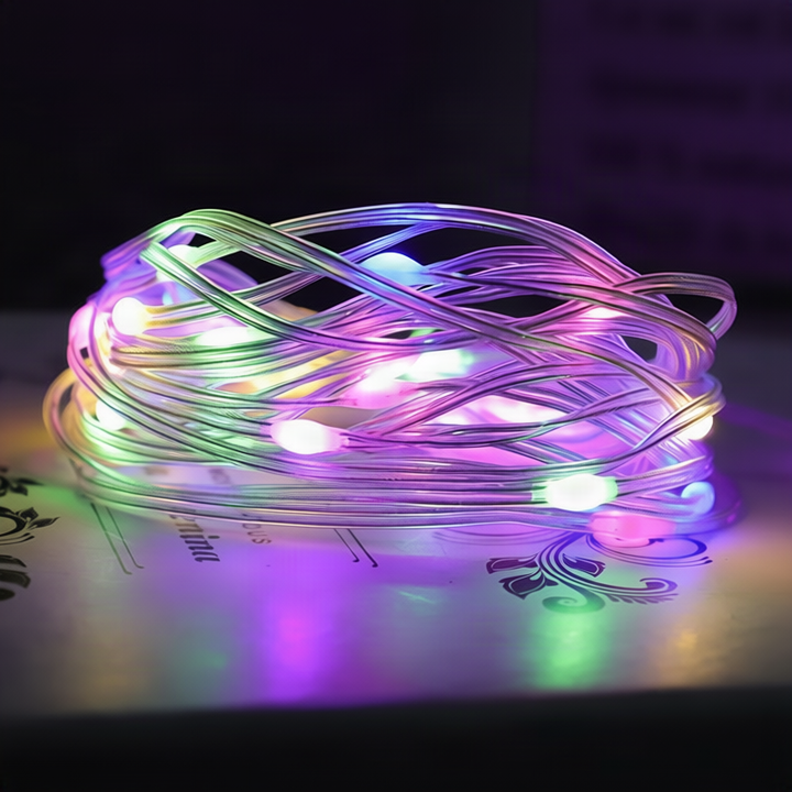 LED string lights, 10 m, 100 lights, USB/battery