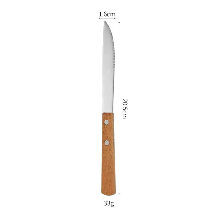 Cutlery set 12-piece, stainless steel with wooden handle