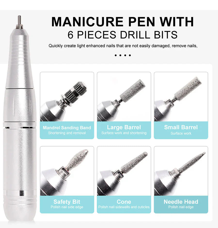 BowLift | High Performance 45000RPM Portable Electric Nail File With Battery | Quiet Design for Professional Manicure
