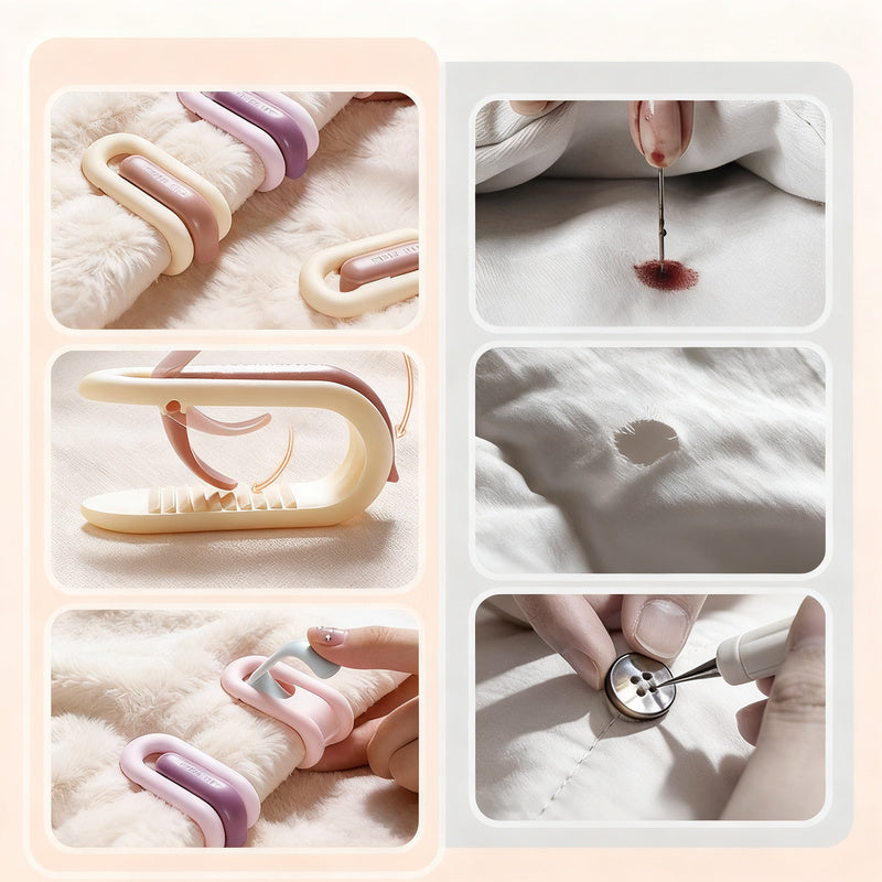 Duvet clips without needles