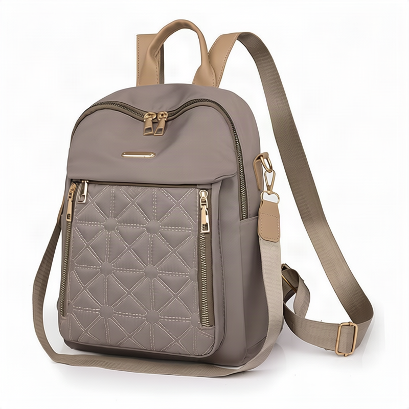 Backpack with diamond quilting, water-repellent