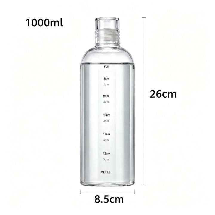Borosilicate glass bottle for filling, transparent