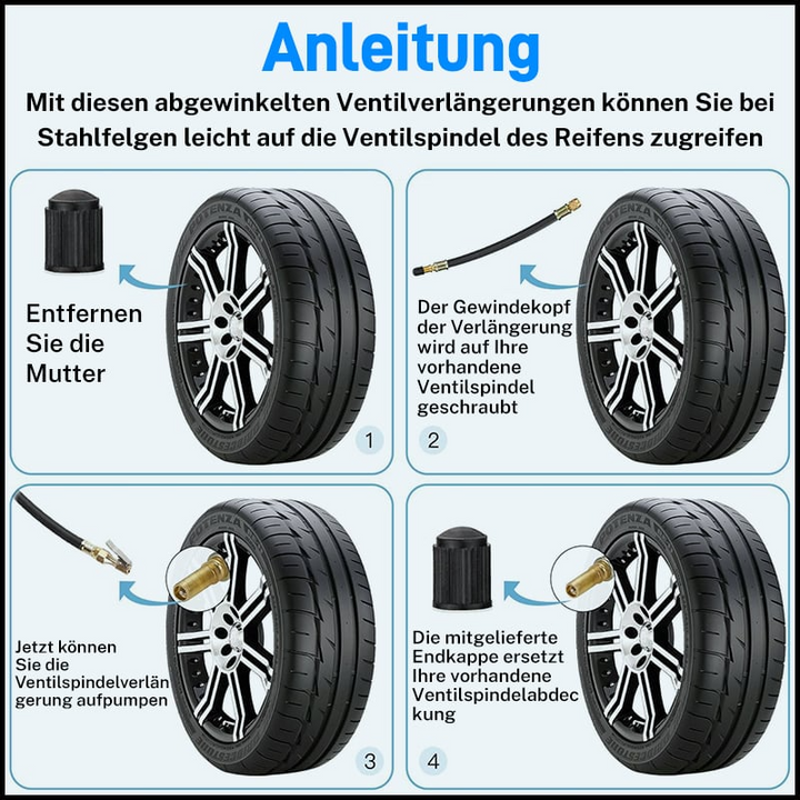 Flexible tire valve extensions | Universal fit, effortless access | Bowlift