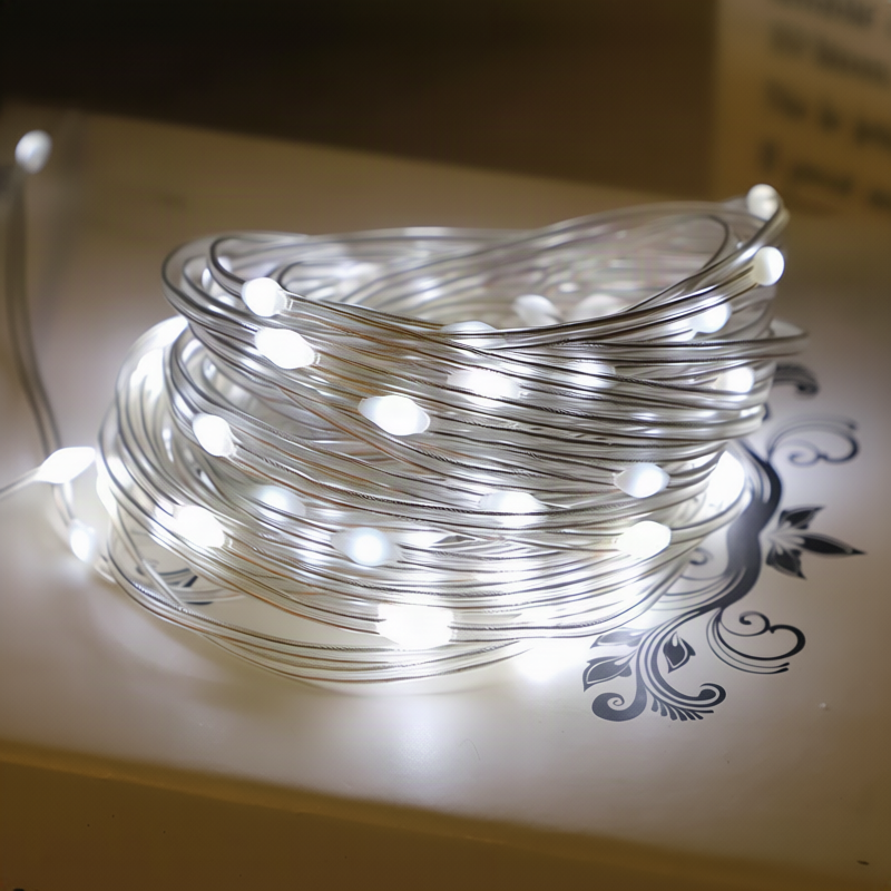 LED string lights, 10 m, 100 lights, USB/battery