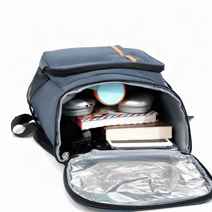 Insulated backpack with aluminum lining, portable