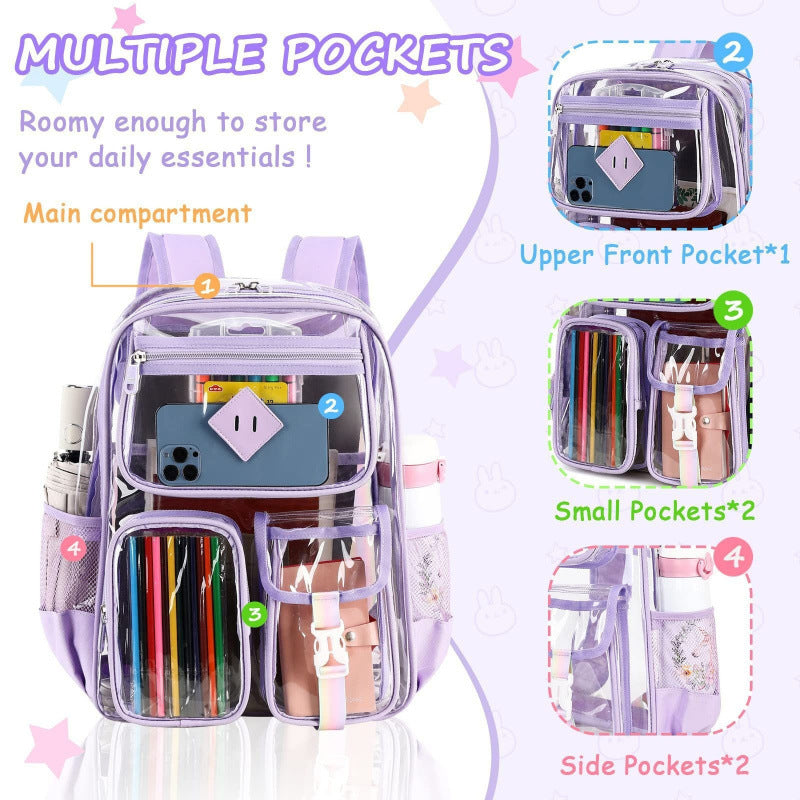 Transparent PVC Backpack, 43×17×35 cm