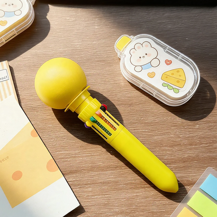 Multicolored ballpoint pen with macaron design
