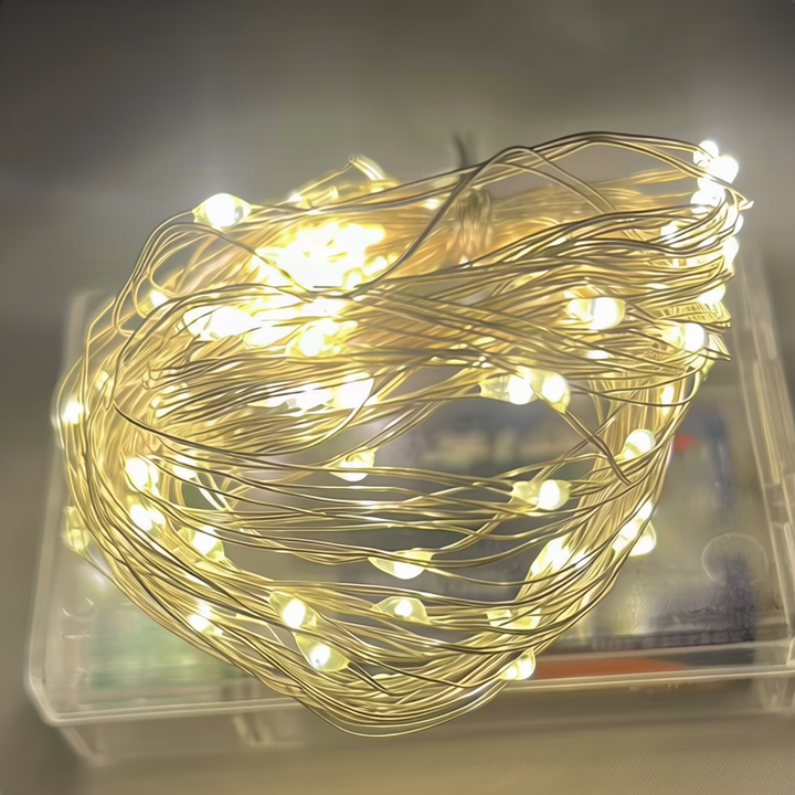 LED string lights, 10 m, 100 lights, USB/battery